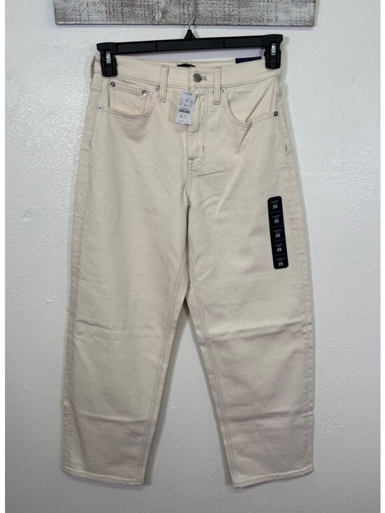 J.Crew Denim - J.Crew Slim Barrel Jeans In Off-White Size 25 High-Rise Stretch Cotton Blend